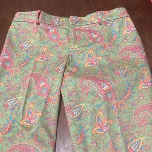 Lauren Ralph Lauren lime green pink paisley pants 4P